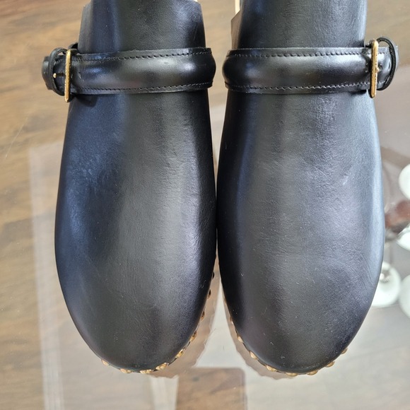 Ulla Johnson Black Leather Studded Wooden Clog Slingback Shoes Women Size 40 - Picture 4 of 11